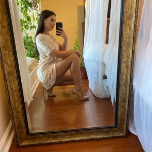 Pink crushed velvet T shirt dress